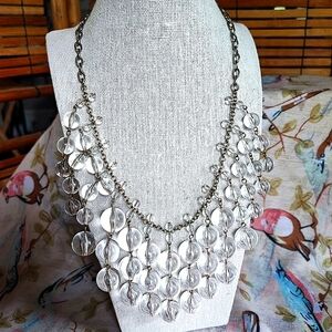 J. Crew Water Bubbles Clear Round Cascading Graduated Lucite Beaded Necklace